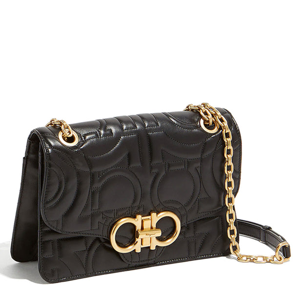 Quilted Gancini Flap Bag